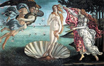 Obra de Botticelli representando a beleza. <br><br> Palavras-chave: Vênus, Botticelli, beleza, obra, representação, estética, mito