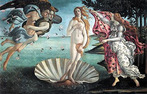 Obra de Botticelli representando a beleza. <br><br> Palavras-chave: Vnus, Botticelli, beleza, obra, representao, esttica, mito