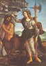 Botticelli: Atena e o Centauro, c. 1482. Galleria degli Uffizi, Florença. <br><br> Palavras-chave: Atena, Partenon, Atenas, Centauro, deusa, mitologia, obra, representação, estética, mito