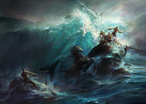 Poseidon, deus dos mares. Palavras-chave: Poseidon, mitologia, mar, mares, água, obra, representação, estética, mito