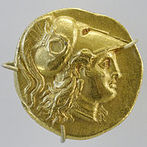 Estter macednico de ouro com efgie de Atena, c. 323-297 a.C. Museu do Louvre. <br><br> Palavras-chave: estter, Macednia, Atena, mitologia romana, mitologia grega, Giustiniani, mitologia, mito <a href="http://pt.wikipedia.org/wiki/Atena" target="_blank">commons.wikimedia.org</a>