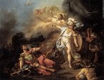 Jacques Louis David, "O combate de Atena e Ares", 1771, Museu do Louvre. <br> <br> Palavras-chave: Atena, Area, mitologia