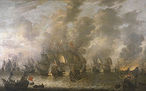 Jan Abrahamsz. Beerstraaten (16221666). A Batalha de Terheide, 10 august 1653. Entre 1653 e 1666. leo sobre tela. 176  281.5 cm. Rijksmuseum Amsterdam