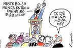 Charge apresenta o sentido pejorativo e de desconfiana associado  imagem dos polticos como corruptos e mentirosos, permitindo a reflexo sobre sua conduta.  <br><br> Palavras-chave: poltica, poltico, tica, sociedade, ao, conscincia, filosofia poltica