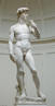 Michelangelo (Caprese, 6 de Maro de 1475  Roma, 18 de Fevereiro de 1564), "Davi", 1501 - 1504. Galleria dell'Accademia, Florena.<br> Entre 1501 e 1504, Michelangelo di Lodovico Buonarroti Simoni , mais conhecido simplesmente como Miguel ngelo (portugus europeu) ou Michelangelo (portugus brasileiro), pintor, escultor, poeta e arquiteto italiano e considerado um dos maiores criadores da histria da arte do ocidente, criou sua maior escultura, o colossal Davi para Florena. Usando um bloco nico de mrmore j parcialmente trabalhado, mandou erguer uma cerca em torno e o escavou sozinho, sem permitir visitas. Quando foi inaugurado causou uma sensao entre os florentinos. Inteiramente nu,  uma imagem de triunfo, na tradio dos nus hericos do classicismo, mas por pudor foi-lhe aplicada uma guirlanda de bronze sobre o sexo. Apesar do seu tamanho descomunal, o Davi  ainda um adolescente, e foi representado nos momentos preparatrios do combate com Golias. Sua expresso  tensa, sua mo direita se crispa sobre a coxa, mas no h ao, tudo se resume na concentrao da energia antecipando o momento mortal.  tanto um smbolo do civismo republicano de Florena, como foi reconhecido de imediato, como da condio gloriosa do homem no pensamento renascentista <br> <br> Palavras-chave: Michelangelo, Davi, escultura, forma, beleza, proporo, antropomorfismo, renascimento