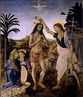 O Batismo de Cristo de Verrocchio,  o primeiro trabalho importante de Leonardo da Vinci como aprendiz. Fez a pintura junto com seu mestre Verrocchio. Wikipdia Artistas: Andrea del Verrocchio, Leonardo da Vinci Dimenses: 1,77 m x 1,51 m Criao: 14721475 Material: Tinta a leo