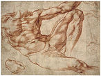 Michelangelo: Estudo para o Ado da Capela Sistina, c. 1510. Museu Britnico, Londres.