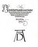 Frontispcio de Vier Bcher von menschlicher Proportion, onde se v o monograma de assinatura de Albrecht Drer.