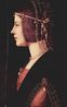 O Retrato de Mulher de Perfil (c. 14931495), trata do retrato da esposa de Ludovico Sforza, Beatriz d'Este. Pintado, provavelmente, por Ambrogio de Pedris, com a qualidade do trao da cabea da retratada sugerindo, segundo Martin Kemp, professor emrito de pesquisa em histria da arte na Universidade de Oxford, que Leonardo tenha participado da pintura, se responsabilizando pelas bases do desenho.17 A atribuio  reforada de forma recproca com a atribuio de um quadro a que, inicialmente, foi dada origem alem, do sculo XIX, mas que foi, em 2009, atribudo a Leonardo.94 Trata-se de um retrato de mulher igualmente de perfil e com caractersticas semelhantes ao retrato de Ceclia Gallerani, que foi identificado graas a uma impresso digital e anlises cientficas. Inicialmente denominado Mulher de Perfil com Vestido da Renascena, foi renomeado de La Bella Principessa por Kemp, que identificou a retratada como Bianca Sforza, filha de Ludovico Sforza e sua amante Bernardina de Corradis. Os membros da famlia Sforza sempre foram retratados em perfil, em contraste com as amantes de Ludovico que no eram. <br> Por volta deste perodo datam-se mais dois retratos atribudos ao artista, o inacabado Retrato de um Msico, seu nico retrato pictrico masculino e La Belle Ferronire, retrato de Lucrezia Crivelli, amante de Ludovico, encerrando um ciclo de retratos femininos na corte milanesa. <br> H uma referncia documentada de uma encomenda, possivelmente do duque Ludovico Sforza, presente em uma lista que instrua um de seus funcionrios, Marchesino Stanga, com tarefas que lhe exigiam ateno. Uma das tarefas era que "apresse Leonardo, o florentino, a terminar o trabalho no refeitrio delle Grazie, que ele comeou, para que se ocupe em seguida do outro salo do refeitrio delle Grazie; e que os contratos que ele assinou com sua mo sejam cumpridos, pois o obrigam a terminar o trabalho dentro do tempo que ser combinado com ele"  Ludovico Sforza.