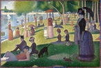 Uma Tarde de Domingo na Ilha de Grande Jatte - 1884 -  uma pintura a leo do francs Georges-Pierre Seurat, integrante do Movimento Impressionista, considerada sua obra mais destacada, feita em pontilhismo nos anos de 1884-86.