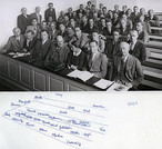 A cincia  uma atividade coletiva, por razes prticas, e por definio. Na foto, Niels Bohr, Werner Heisenberg, Wolfgang Pauli, Otto Stern, Lise Meitner e outros, em um colquio com o ganhador do Prmio Nobel de Fsica, em 1937.