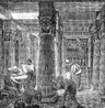 O. Von Corven, "A Grande Biblioteca de Alexandria", século XIX.  A Biblioteca Real de Alexandria ou Antiga Biblioteca de Alexandria foi uma das maiores bibliotecas do mundo antigo. Ela floresceu sob o patrocínio da dinastia ptolemaica e existiu até à Idade Média, quando alegadamente foi totalmente destruída por um incêndio cujas causas são controversas. Acredita-se que a biblioteca foi fundada no início do século III a.C., concebida e aberta durante o reinado do faraó Ptolemeu I Sóter ou durante o de seu filho Ptolomeu II. Plutarco (46 d.C.–120) escreveu que, durante sua visita a Alexandria em 48 a.C., Júlio César queimou acidentalmente a biblioteca quando ele incendiou seus próprios navios para frustrar a tentativa de Achillas de limitar a sua capacidade de comunicação por via marítima. De acordo com Plutarco, o incêndio se espalhou para as docas e daí à biblioteca. No entanto, esta versão dos acontecimentos não é confirmada na contemporaneidade. Atualmente, tem sido estabelecido que a biblioteca, ou pelo menos segmentos de sua coleção, foram destruídos em várias ocasiões, antes e após o século I a.C. <br> <br> Palavras-chave: Biblioteca, Alexandria